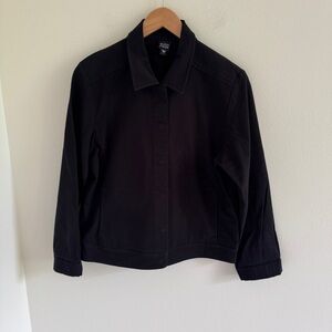 Eileen Fisher Black Cotton Twill Jacket L
